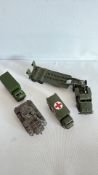 Dinky Toys die-cast military vehicles, 5 pcs
