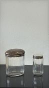 2x Silver topped dressing table jars