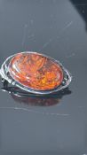 Silver & amber brooch