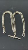 Silver albert chain & t-bar Weight 37g