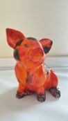 Anita Harris sitting pig signed in gold