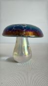 Iridescent Art Glass Mushroom Paperweight by John Ditchfield