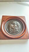 Framed copper Madonna & child plaque