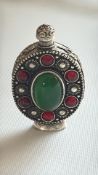 Chinese snuff bottle inlay red & green bead's