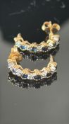 Pair of 9ct gold diamond & sapphire earrings Weigh