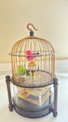 Brass & glass bird cage clock