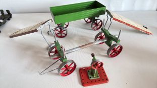 Mamod steam tractor trailer, ramps and chassis parts