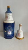 Bellâ€™s Scotch Whisky ceramic decanters, Queen Mother 90th Birthday edition and standard bell