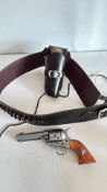 Cowboy cap gun and leather holster belt set