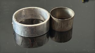 Silver bangle & silver napkin ring Weight 59g
