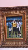 Signed Oil Painting of Manchester City Footballers (68cm x 58cm)