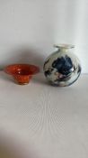 Two Murano art glass pieces, millefiori bowl & signed swirl vase
