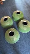 Set of four industrial green enamel pendant light shades