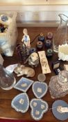 Mixed lot of Wedgwood jasperware, crystal, art glass and porcelain