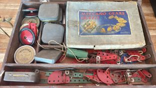 Vintage Meccano construction set in wooden case