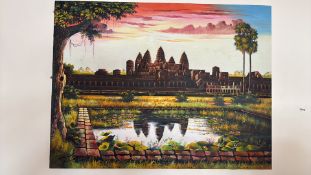 Angkor Wat Sunset, acrylic on canvas