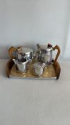 Picquot Ware magnalium & sycamore tea/coffee service, c.1950s