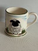 Anita Harris sheep mug signed in gold