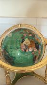 Gemstone Inlaid Desktop Globe on Brass Stand