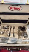 Prima cased 72-piece stainless steel gilt-accent cutlery set
