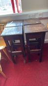 Set of four tall wooden stools