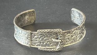 Sterling silver buckle cuff bangle Size 8