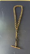 925 silver rolled gold albert chain with t bar