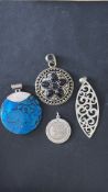 4 Sterling silver pendants