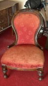 Victorian mahogany balloon-back nursing chair