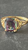 9ct Gold ring set with mystic topaz Size O Weight