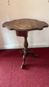 Victorian Burr Walnut Tripod Chess / Games Table
