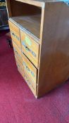 Mid-century oak haberdashery cabinet with six drawers
