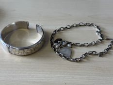 Silver bangle & silver necklace
