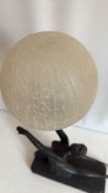 Art Deco style figural crackle-glass table lamp