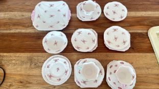 Shelley Rosebuda pattern no.13426 bone china part tea service, c.1950s