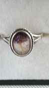 Boxed silver blue john mine stone ring