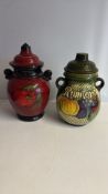 Pair of decorative glazed earthenware lidded jars