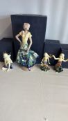 Group of 4 Old Tupton Ware porcelain figurines with boxes