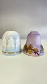 Pair of hand-painted glass lamp shades