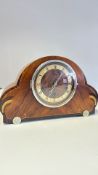 Art Deco wooden mantel clock with German strike movement