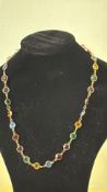 Mid century multi coloured crystal necklace set in