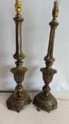 Pair of brass neoclassical table lamp bases
