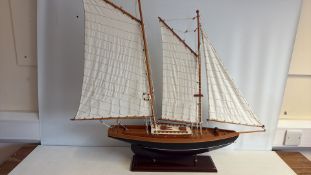 Decorative Wooden Schooner Model on Stand