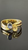 18ct Gold ring set with citrine & tanzanite Weight