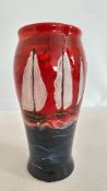 Anita Harris sailing boats vase signed in gold