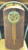 Art Deco inlaid wooden wall clock