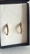 Boxed 9ct Gold & silver loop earrings