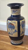 C.H. Brannam â€˜Barumâ€™ slip-decorated stoneware vase with hot-air balloon motif