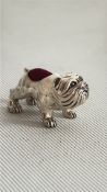 Silver bulldog pin cushion