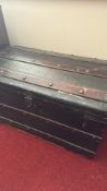 Black canvas steamer trunk, early 20th century